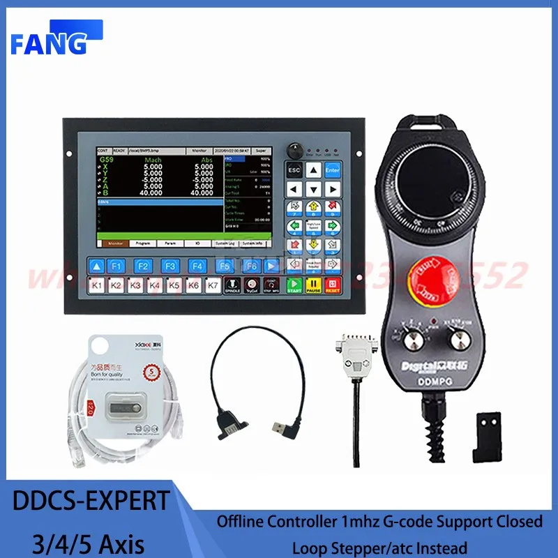 The latest version DDCS Expert V2 3/4/5 Axis Offline Controller 1mhz G-code Support Closed Loop Stepper/atc+Mpg