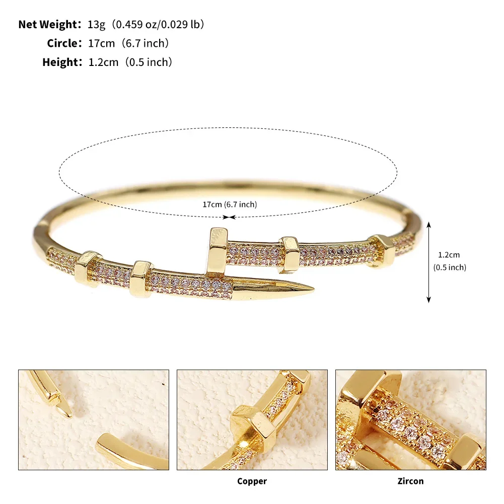 Female Jewelry Nail Bracelets Trendy Bracelet Zircon Screw Bracelet For Women Everyday Party Festive Jewelry As Gifts image 6