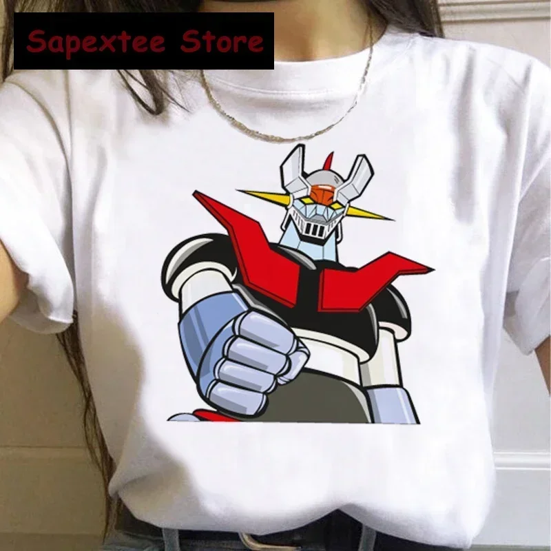 Hot Japanese Anime Mazinger Z T Shirt Women Kawaii Cartoon Summer Tops Harajuku T-shirt Funny Graphic Tees Unisex Tshirt