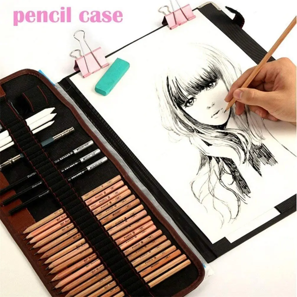 Sketch Drawing Pencil Set Included Graphite Pencils, Charcoal Pencils, Paper Erasable Pen, Craft Knife for Art Beginne