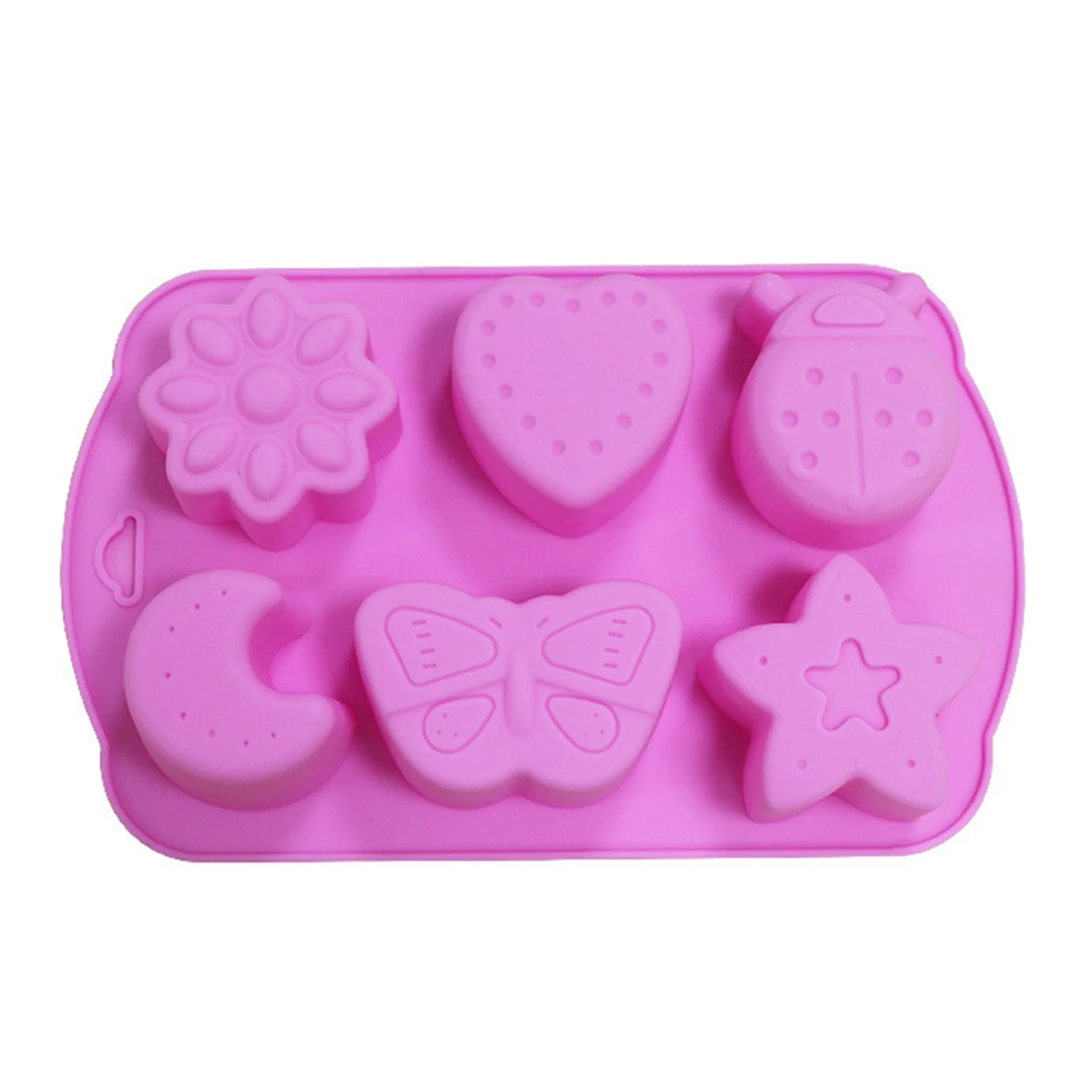 6 Cells Bug/Star/Heart Soft Stencil DIY Craft Pudding Soap Silicone Casting Die