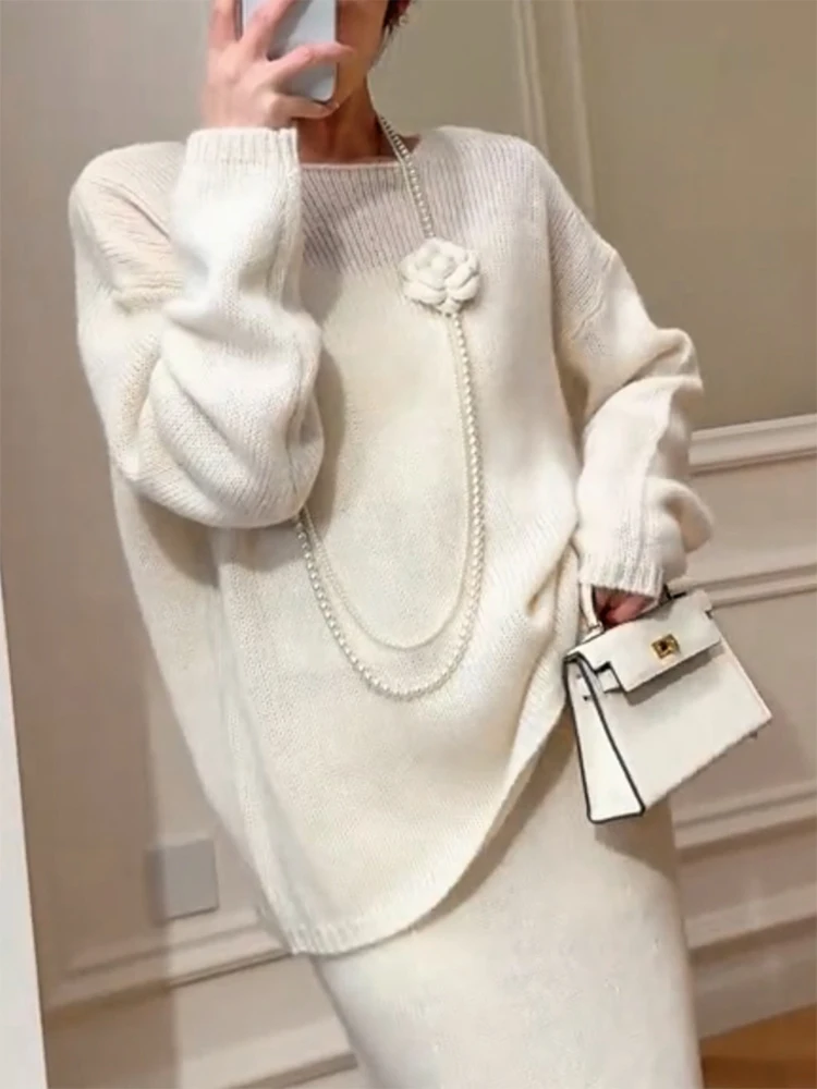 

Ele Simple round Ne Knitwear Women's Faion Slimming Age-Defng Top Large Size Autumn Winter New Arrival Soft Sle