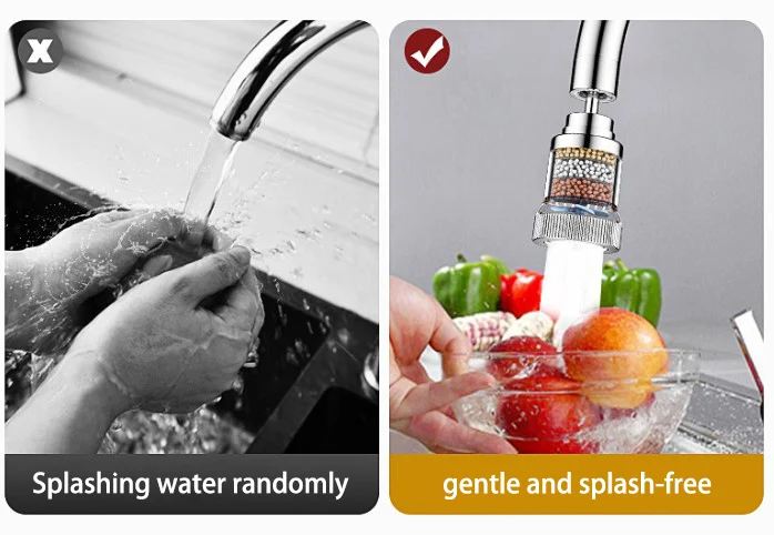 360° Rotation Kitchen Faucet Extender Anti-Splash Aerator Pressurized Water Filter Nozzle for Water Purification Saving Water