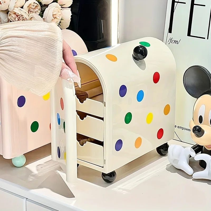 منظم مستحضرات التجميل الملون مع أدراج - صندوق تخزين المكياج البلاستيكي الأنيق