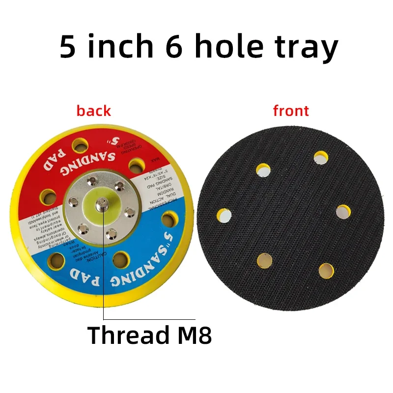 

5 Inch M8 Tray Pneumatic Grinder Chassis Parts Flocking Sandpaper Sticky Polishing Disc Dry Pad Self-adhesive Suction Cup Pad