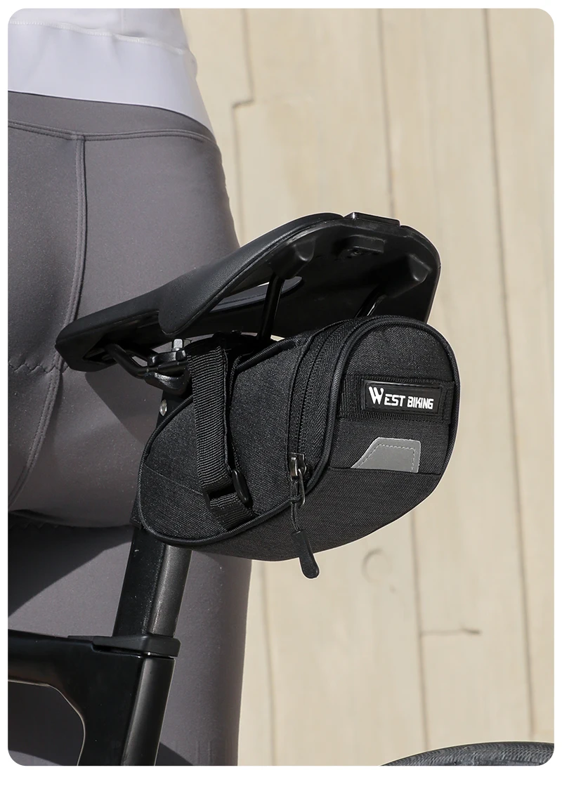 WEST BIKING Fahrradsatteltasche Wasserabweisende Rücksitztasche MTB Rennrad Fahrrad-Aufbewahrungszubehör Rücklicht-Riemen – Detail 15