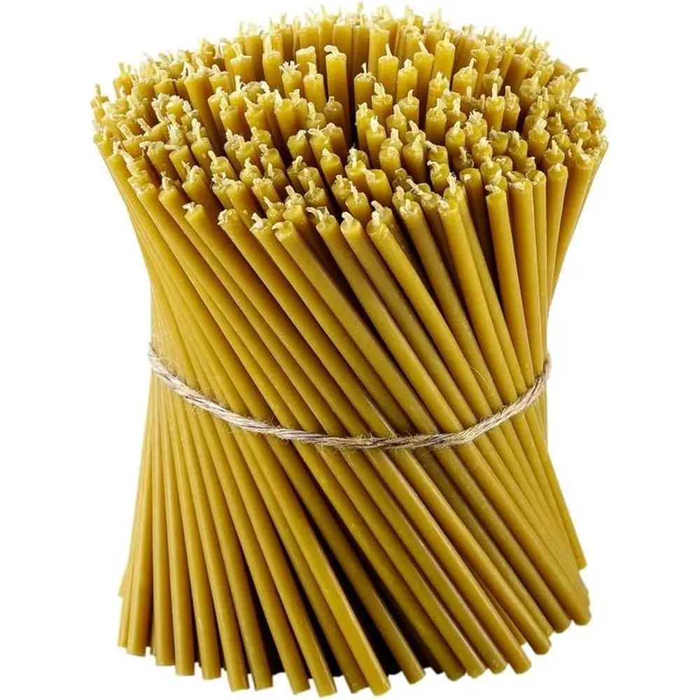 

e swax Candles - ey-Scented, Decorative Thin Taper Candles - Ideal or Birthday Decoration or Church Prayers - Yellow Drip ree, T
