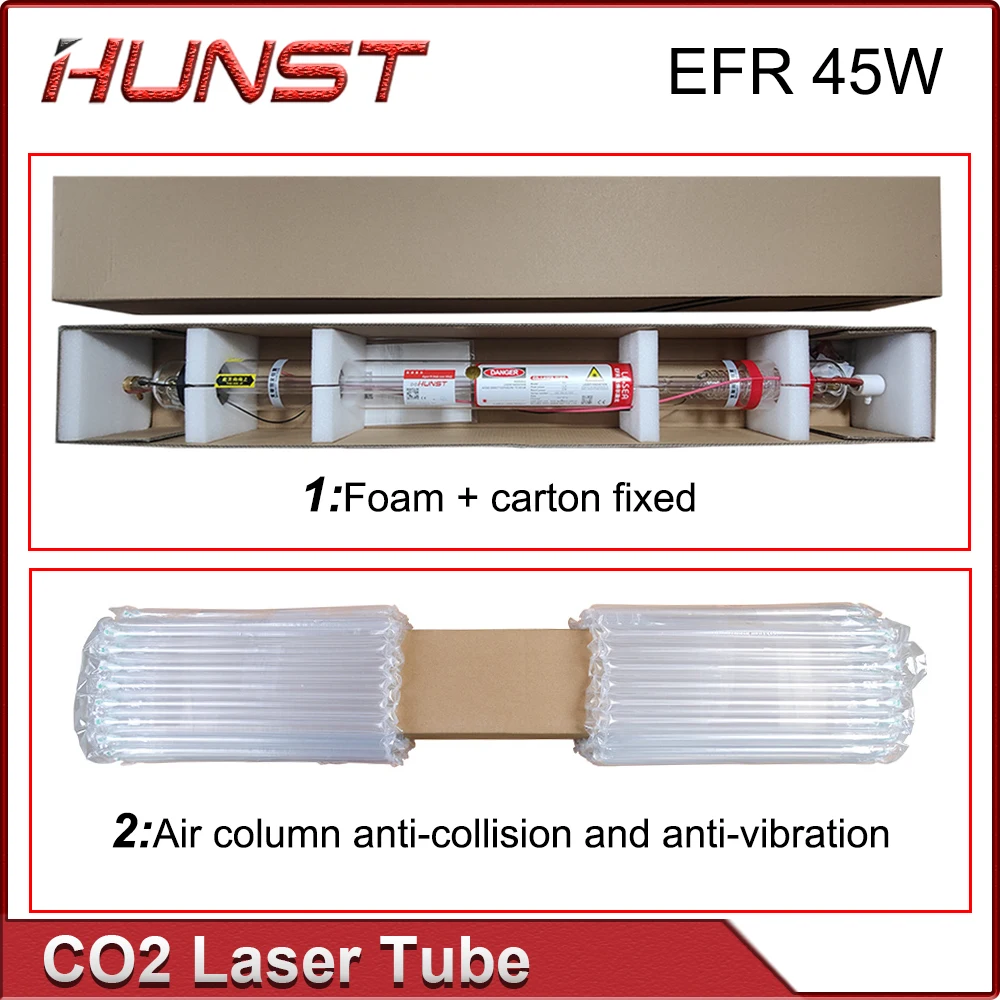 彫刻切断機用Hunst-CO2レーザーチューブ、ガラスランプ、efr、45w、直径50mm、長さ800mm