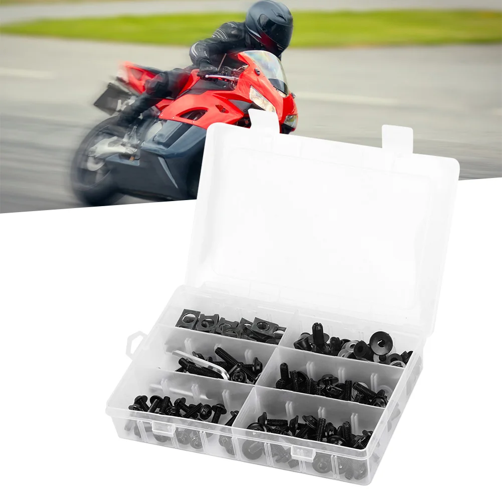 173pcs Motorcycle Fairing Bolts Kit Windscreen Bodywork Screws Nuts Hardwares for Motorbike