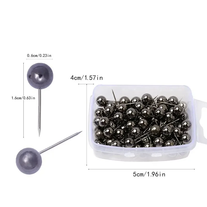 100PCS 6MM 4MM Map Tacks Push Pins Plastic Head with Steel Point Cork Board Safety Pin Colored Thumbtack Office School Supply