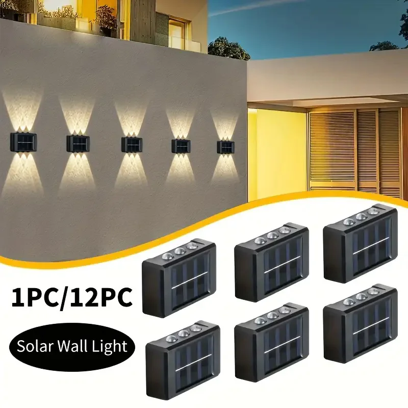 

1-12PCS Solar Lights Outdoor Waterproof Solar Wall Lamp Up-Down LED Lamp For Street Patio Balcony Yard Garden Decor Lighting