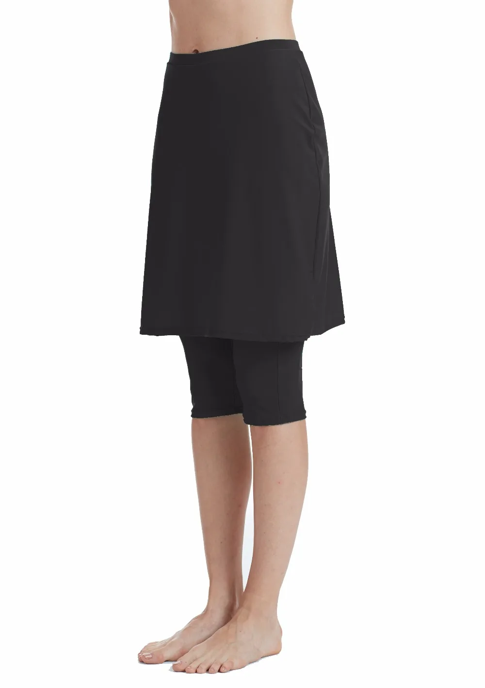 Women' Black Swimwear Skirt with Leggings