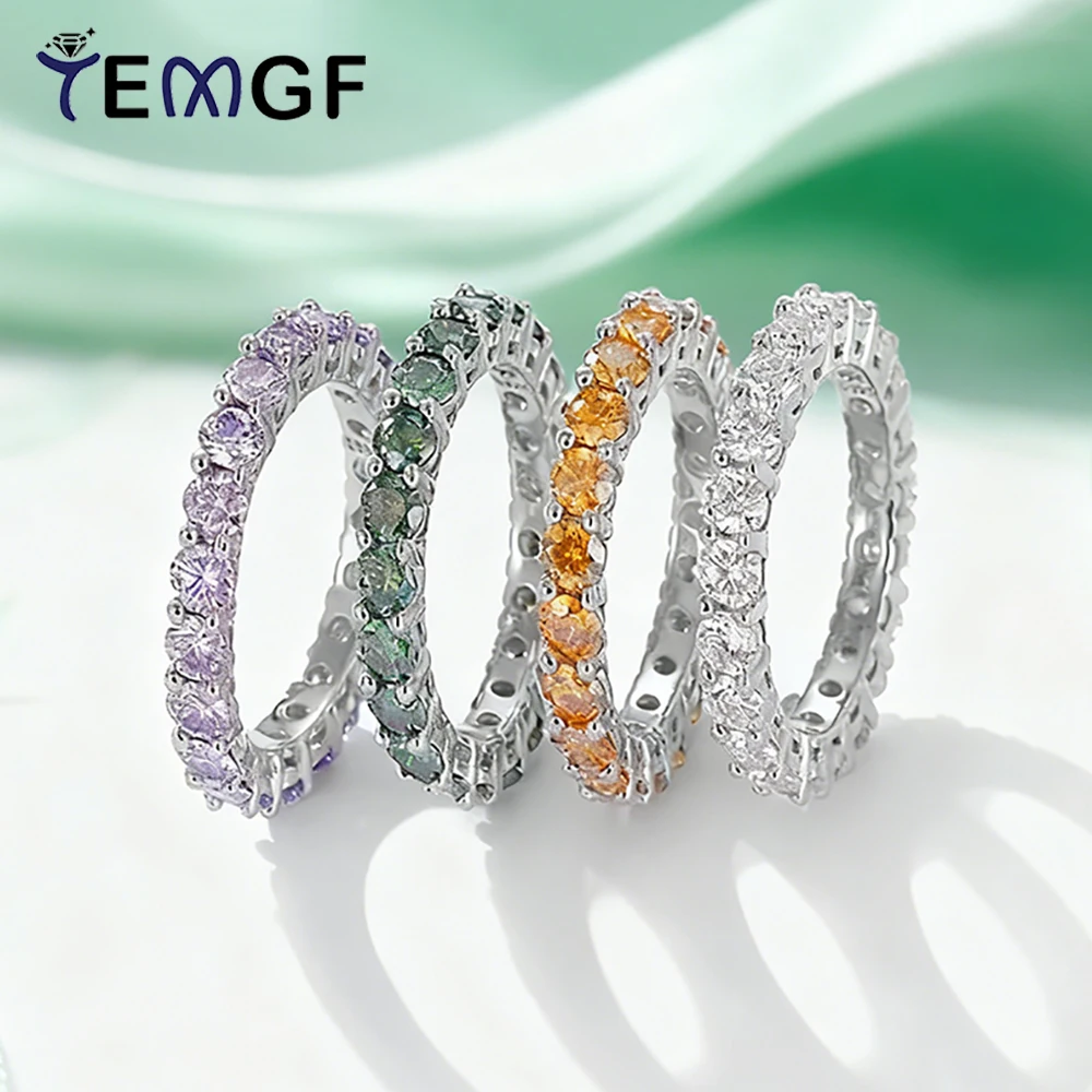 

Кольцо TEMGF с муассанитом 3 мм, сертификация GRA, стерлинговое серебро 925 пробы для женщин и девочек, модные сверкающие красочные ювелирные изделия