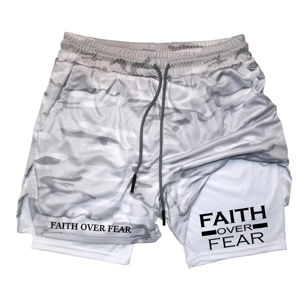 

2 in 1 Men's Running Shorts with Phone Pocket & Towel Loop | Print Athletic Gym Workout Quick Dry ZY0081