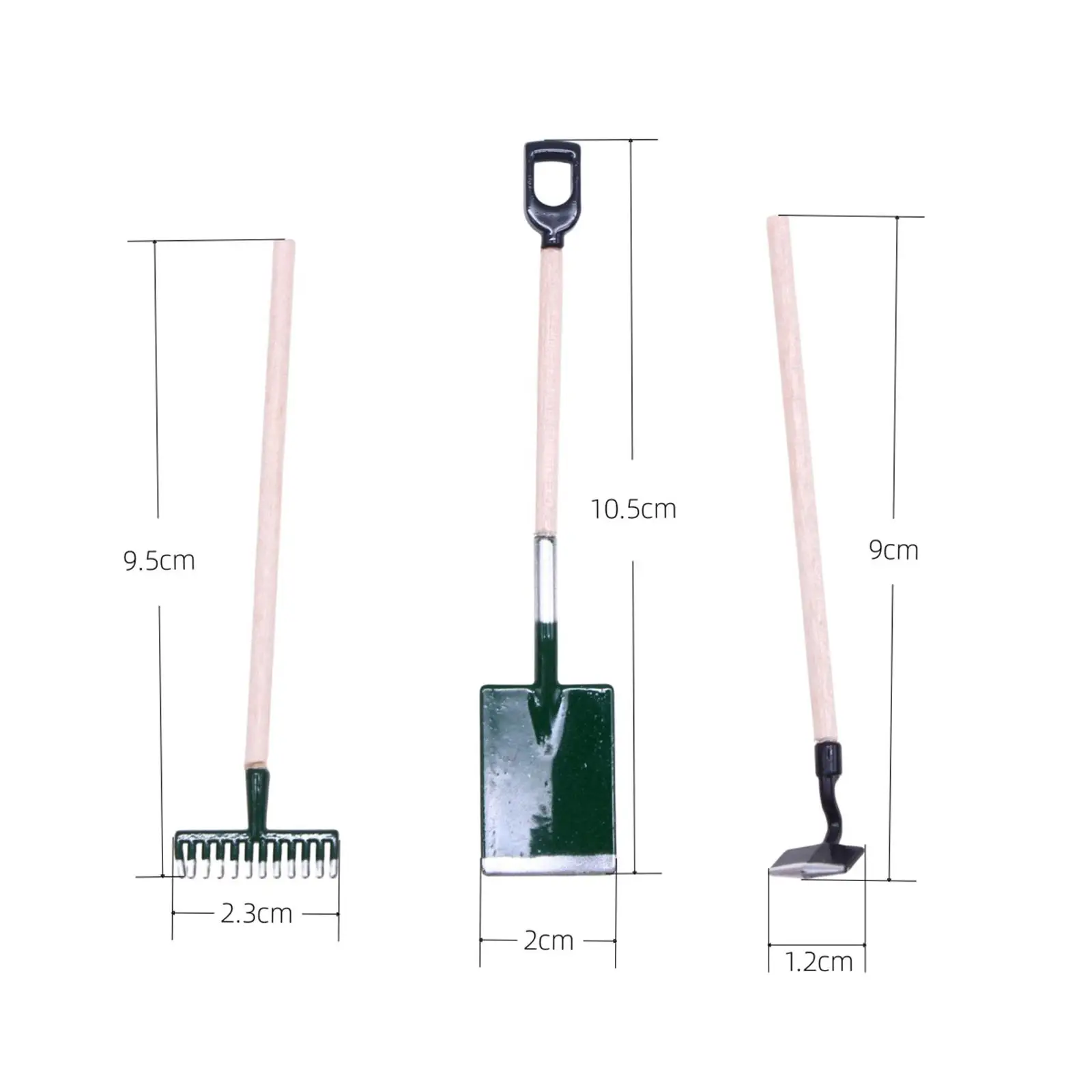 3 peças 1:12 ferramentas de jardim para casa de bonecas em miniatura, fingir jogar, ferramentas agrícolas de jardim de fadas para jardim de fadas micro paisagem