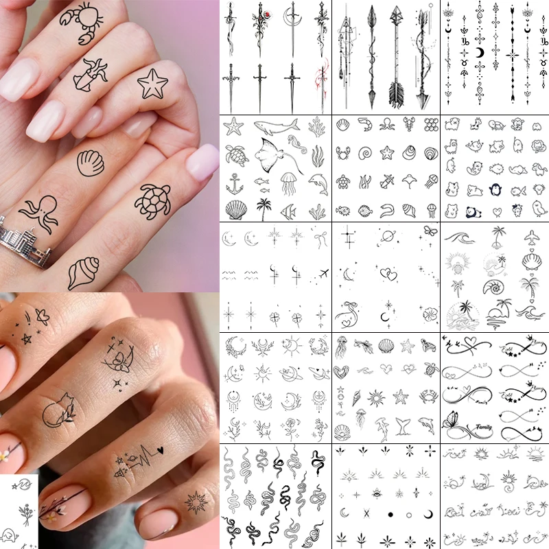 

1 Sheet Sword Arrow Snake Manta Temporary Tattoos Adult Finger Hands, Fake Tattoo Stickers Waterproof Realistic Tatoos Last Long