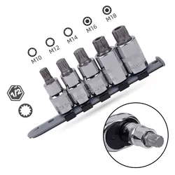 5pcs 1/2 Inch Torx Star Socket Wrench Bits Screwdrivers Bit M10 M16 Converter Sleeve Adapter Hand Tool