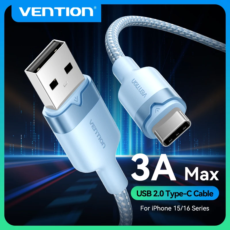 Vention USB C Cable Type C Cable 3A Fast Charging 60W USB Cable for iPhone Xiaomi Samsung Huawei USB Type C Data Charging Cable