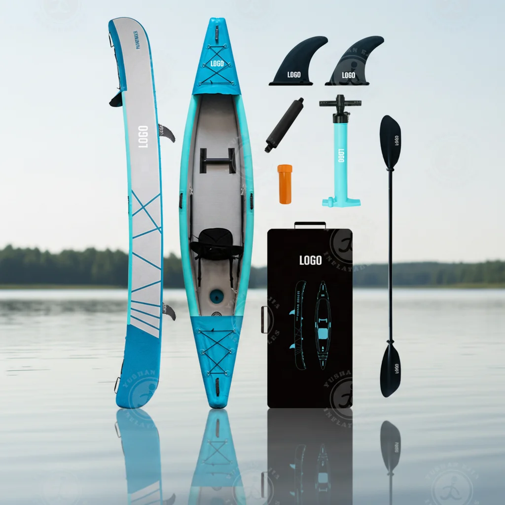 Customized or 12.5ft 380cm Length 1 Person Inflatable Kayak with 5-Minute Setup Hand Pump & Paddle