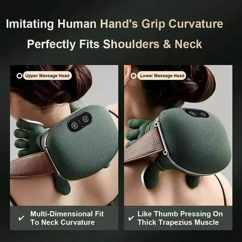 Cordless Neck Shoulder Kneading Massager Dual Temperature Heat Therapy Home Relax Massage Tool