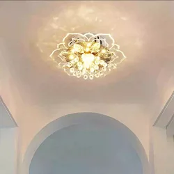 LED Crystal Ceiling Light Modern Flower Shape Ceiling Lamp Hallway Living Room Lamp Bedroom Kitchen Corridors Aisle Light