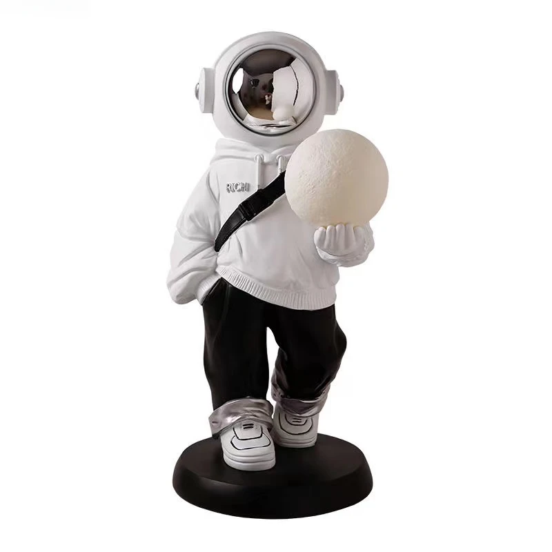 Nordic Style Home Decoration Large Astronaut Statue Floor Decoration Living Room Moon Sensor Light Creative Housewarming Gift