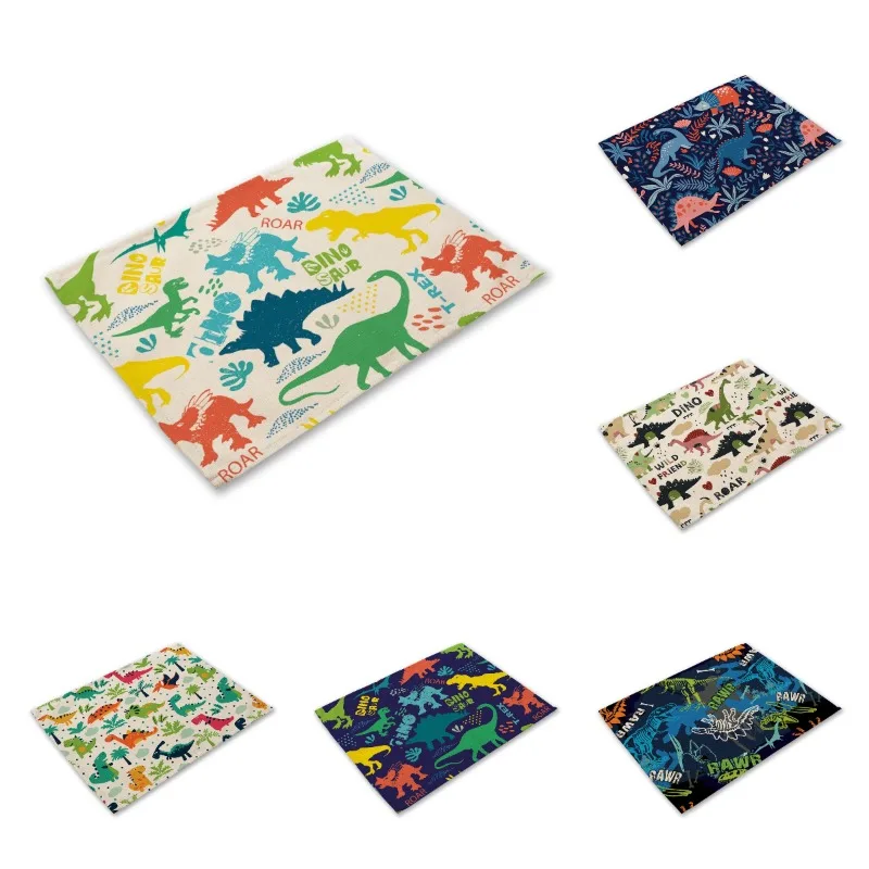 Cute Cartoon Dinosaur Place Mats Placemats for Children Kids Fabric Coaster Table Decoration Mat Kitchen Dining Place Mats Pads