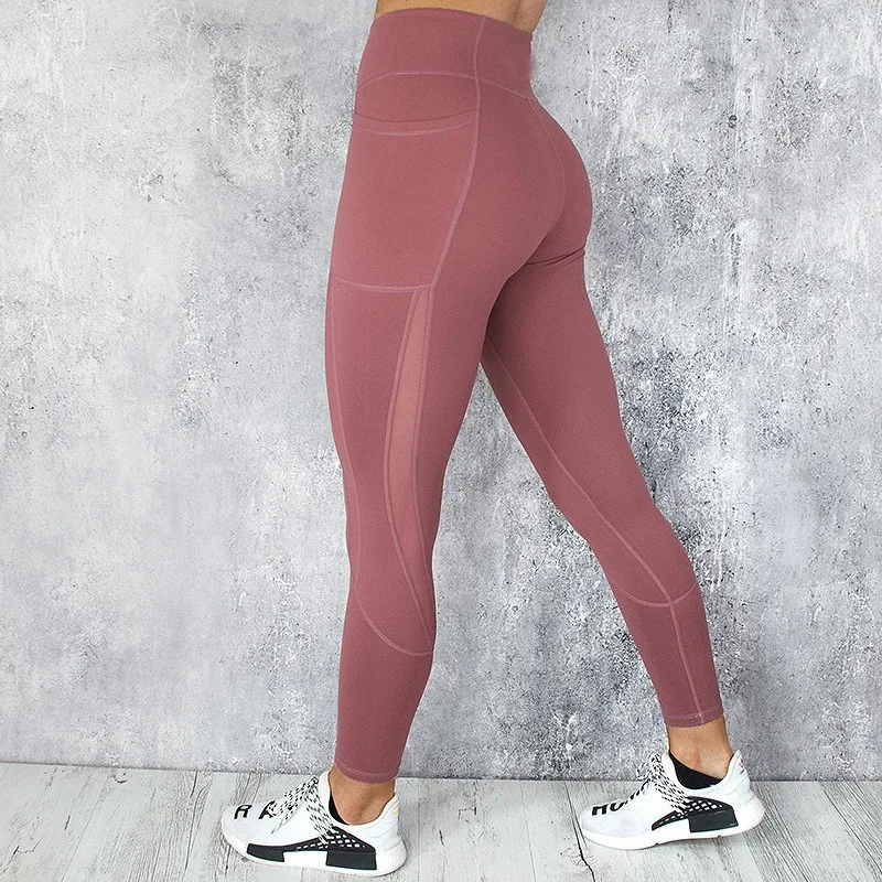 Women Yoga Sport Leggings Side Mobile Pocket Fitness Running Cycling Pant Stretchy Sportswear Gym Slim Pants