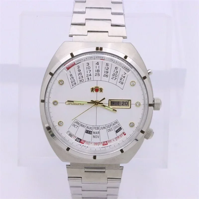 DFDG Sports Machinery Orient Men's Watch Full Function Perpetual Calendar Stainless Steel Japanese Movement view 3