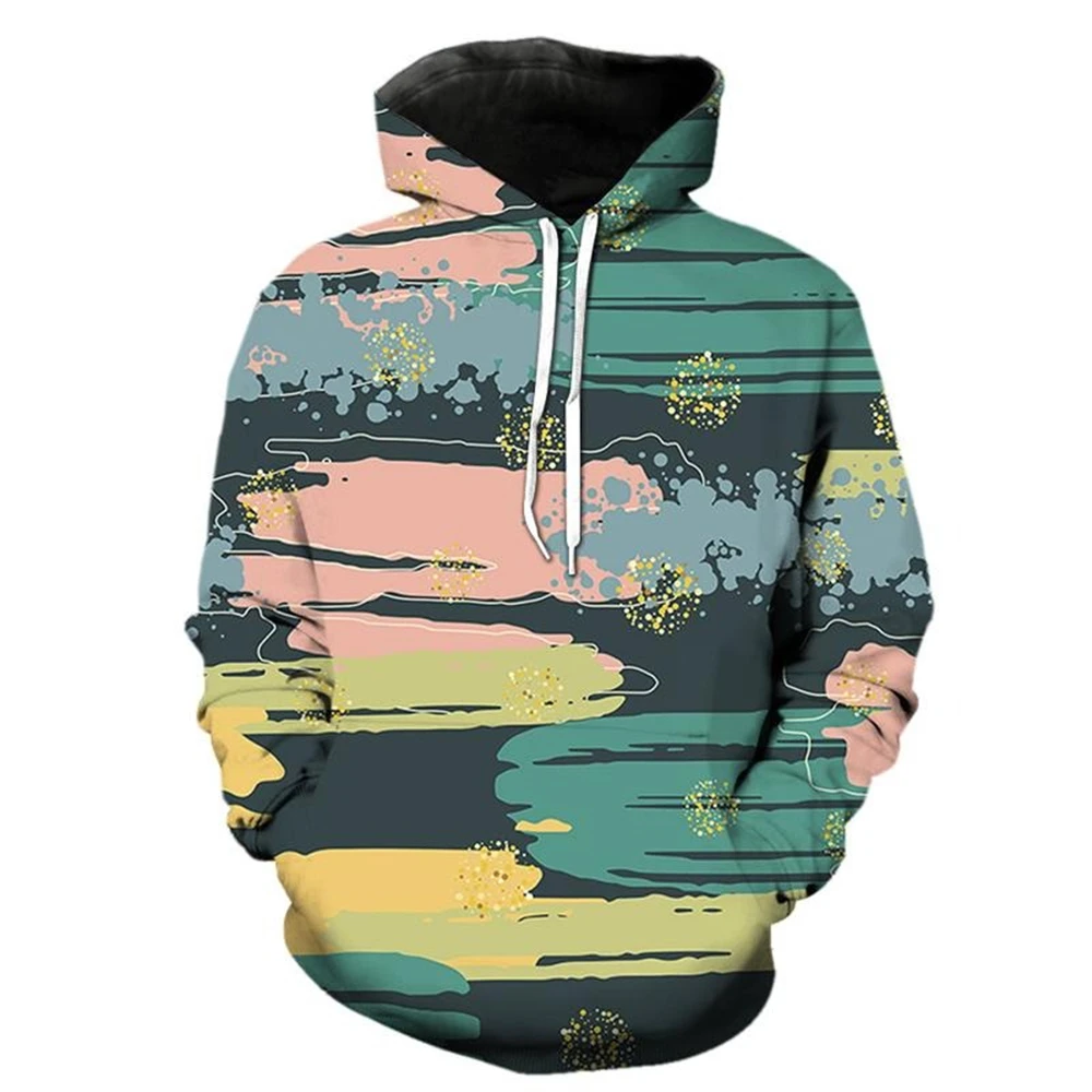 Paint Brush Pattern 3d Printed Hoodie For Men Personality Street Pullover Sweatshirt Drawstring Autumn Long Sleeves Hooded Coat