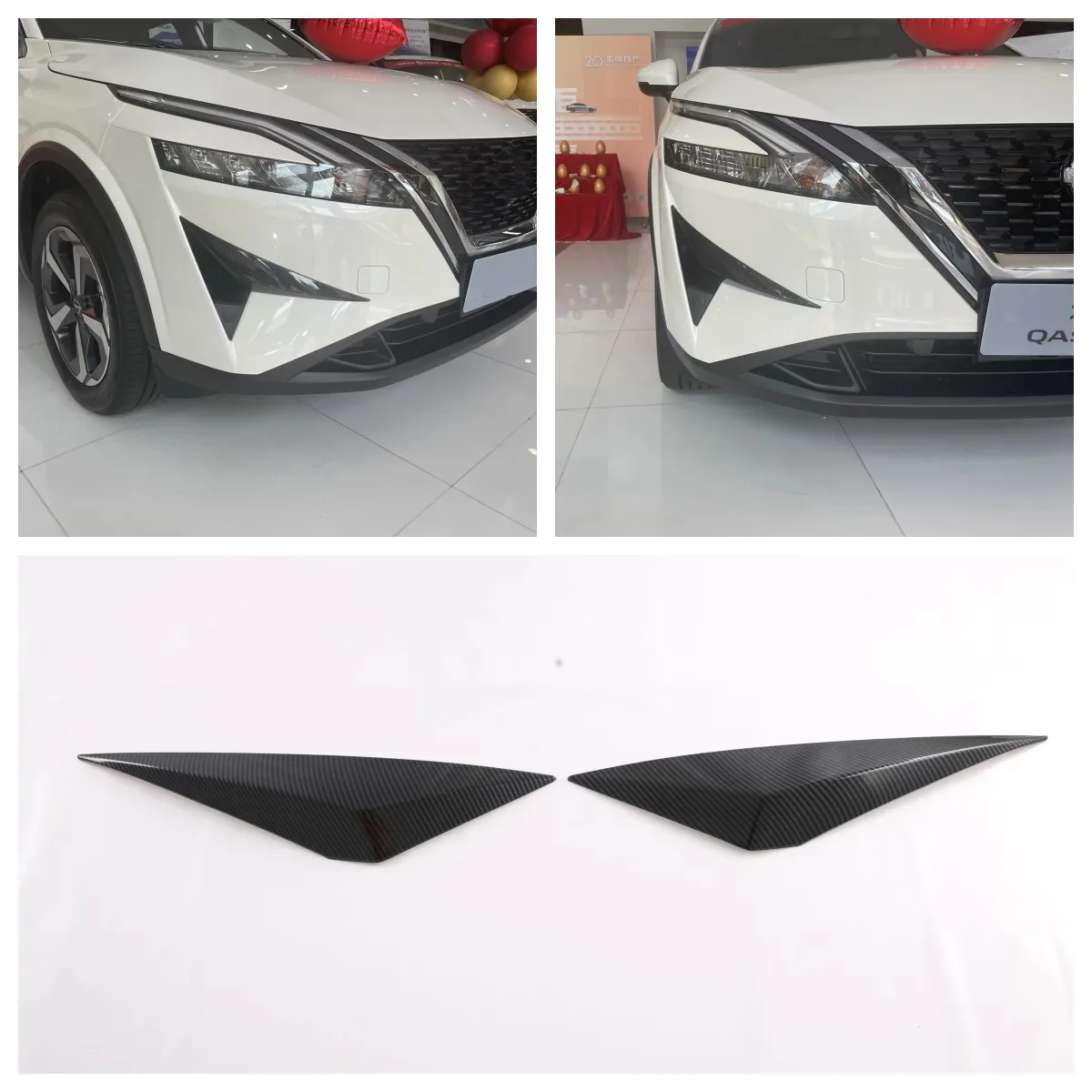 For Nissan Qashqai J12 2022 2023 2024 Front Fog Light Trims Bottom Bumper Grills Cover Sticker Garnish Strips Car Accessories