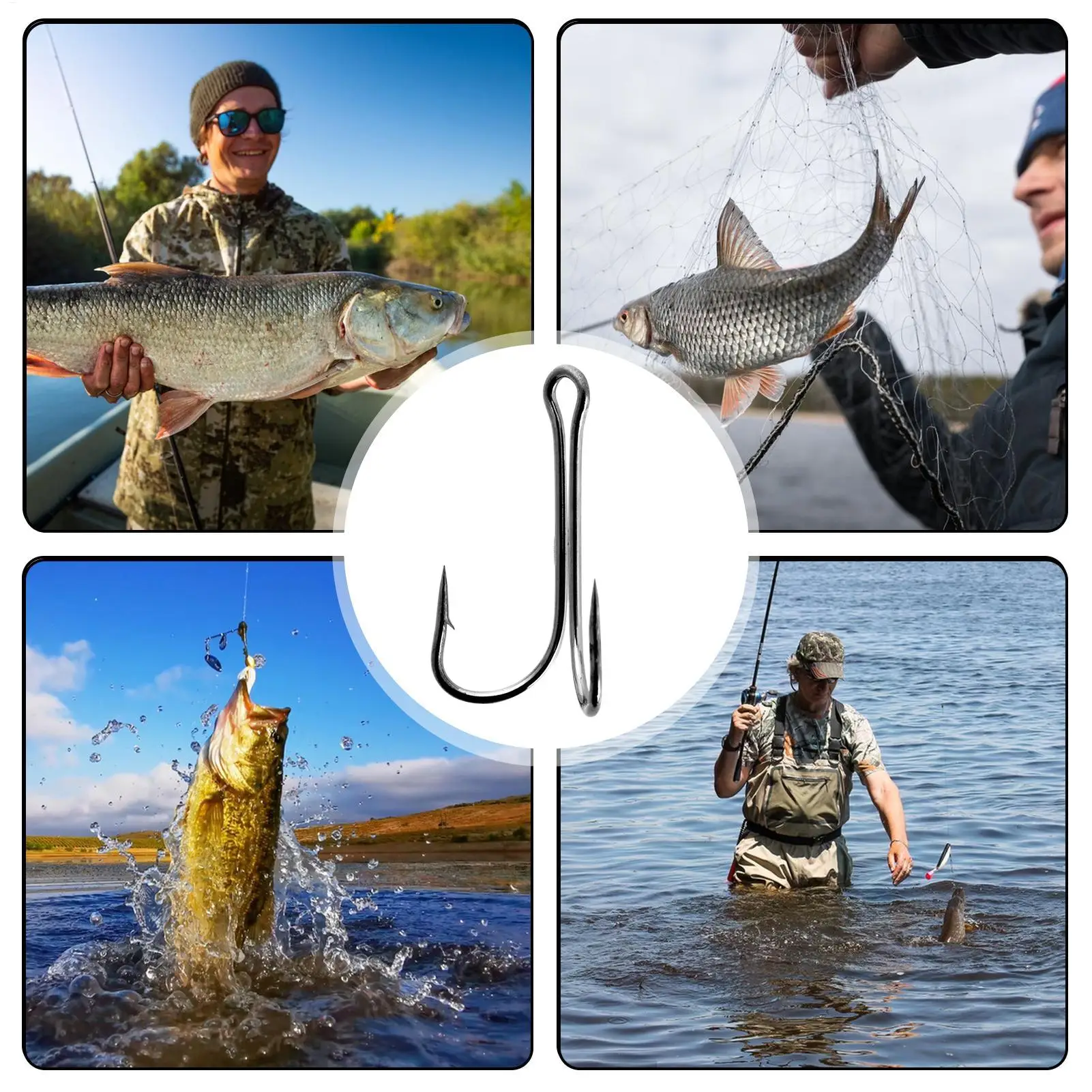 Barbed Fish Hooks 10 Pack High Carbon Steel Treble Hooks Anti Escape Frog Lures Tackle Set Catfish Crappie Shrimp Fishing - view 6