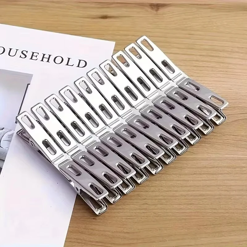 20 piezas de pinzas para la ropa de acero inoxidable, clips de encuadernación, pinzas para la ropa de alta resistencia, juego de clips metálicos, pinzas metálicas para ropa y calcetines