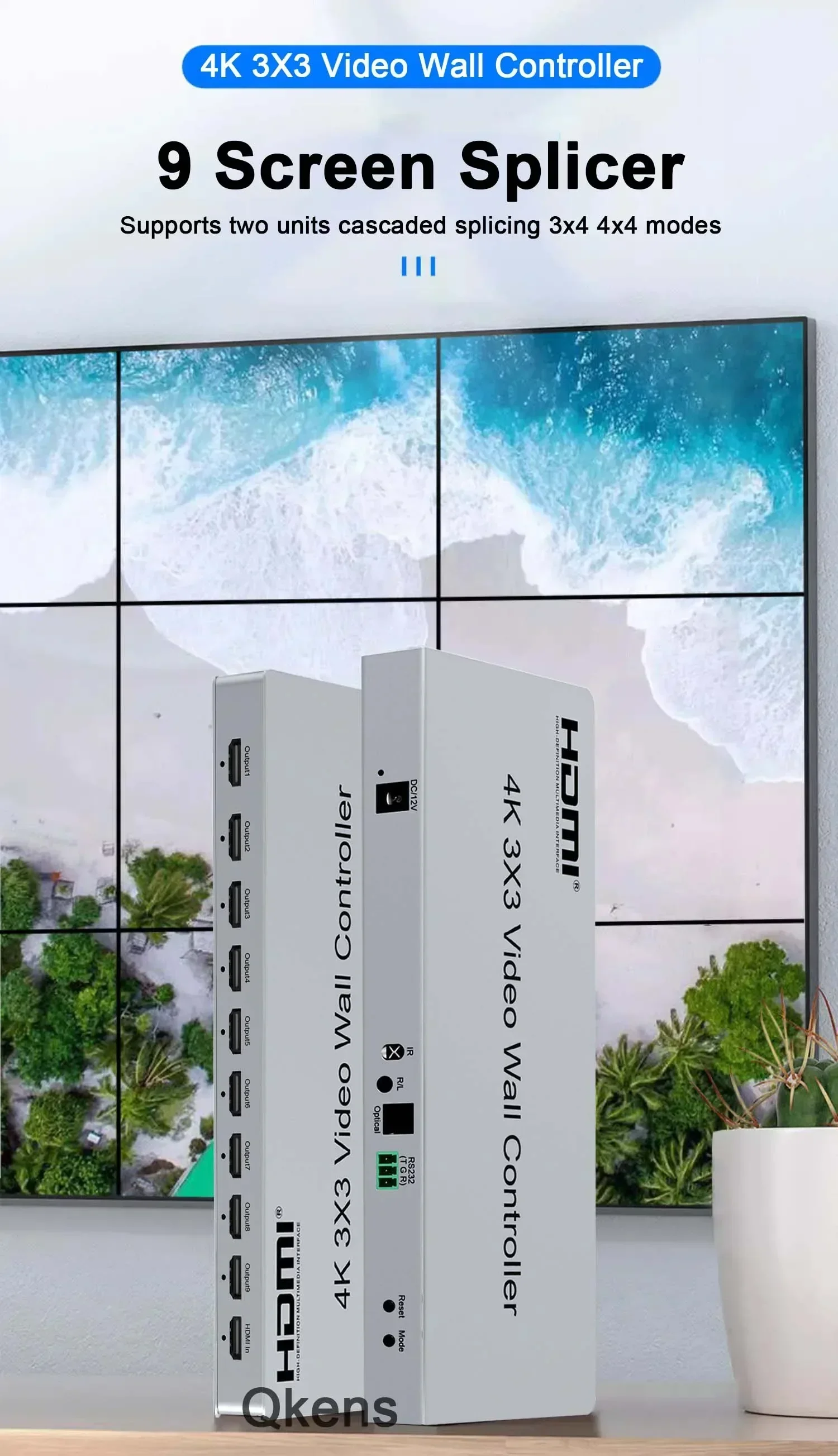 

Контроллер видеостены 4K 3x3 Видеосварщик 1x2 2x2 2x3 2x4 3x1 4x1 4x2 Многоэкранный процессор 9 ТВ-сварщик Plug & Play