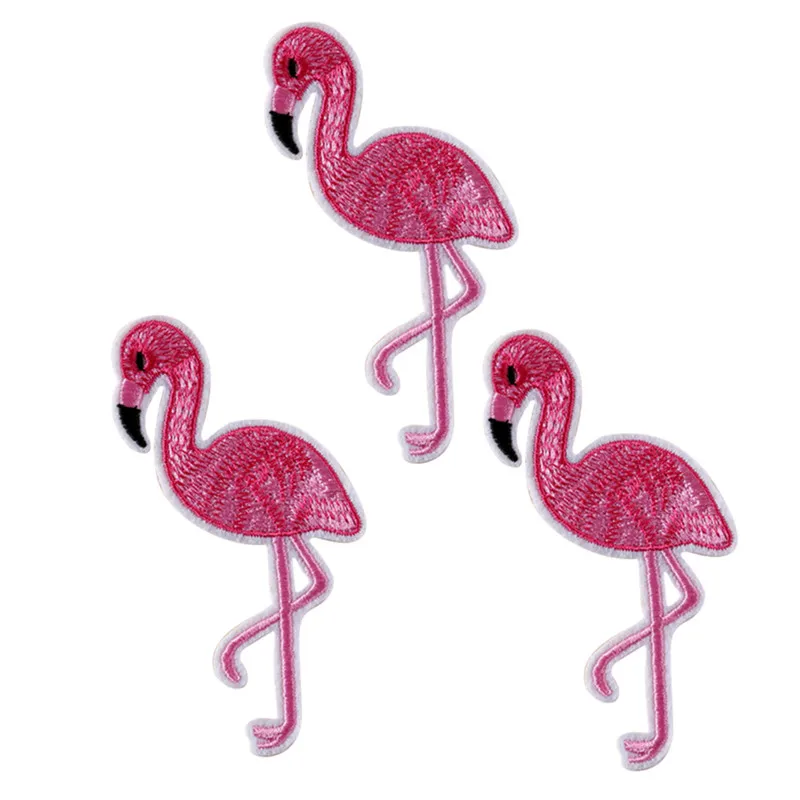 10PCS Flamingo Patch Embroidered Sew Iron On Bag Fabric Applique DIY Craft