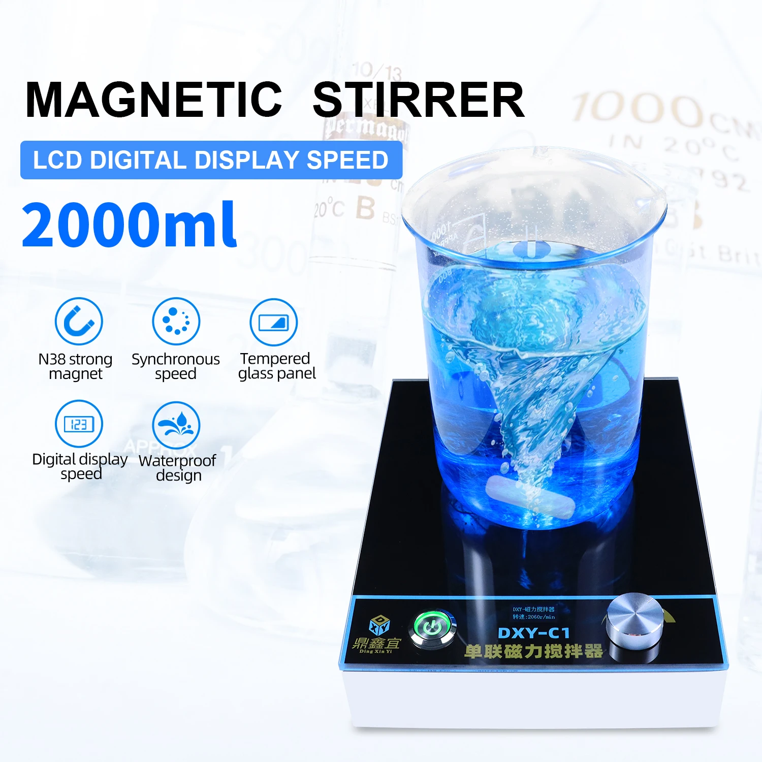 

Xin Tester Lab Digital Magnetic Stirrer 2000ml LED 2000rpm with Stirring Bar Adjustable Stirrer 220V
