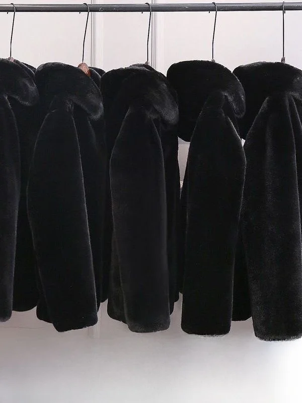 

Winter Men's Jaet Thiened Leather Fur Coat Youth Vitali Sle Busin Casual Long Sve Zipper Closure Hooded Coat