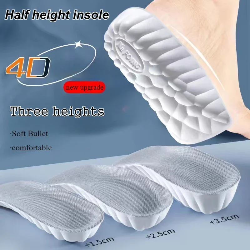 2pcs Half Invisible Heighten Shoe Insoles Heel Insert Sport Cushion Height Increase EVA Memory Foam Heel Lifting 1.5/2.5/3.5CM