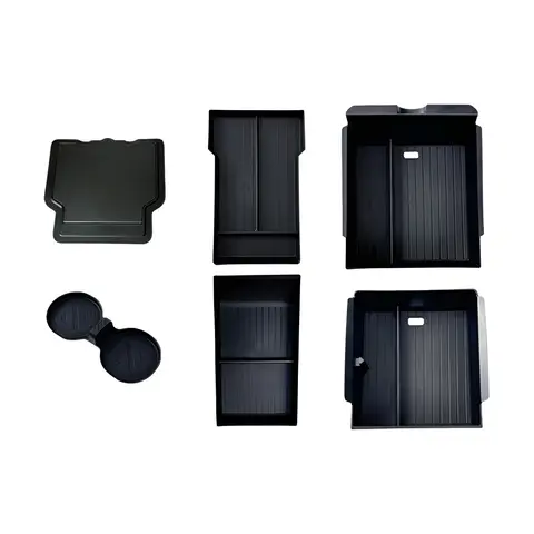 TEKSY 1/2/3/4/6/7/8pcs For Tesla New Model Y 2025 2026 Juniper ABS with Silicone Non-slip Mat Console & Armrest Storage Box