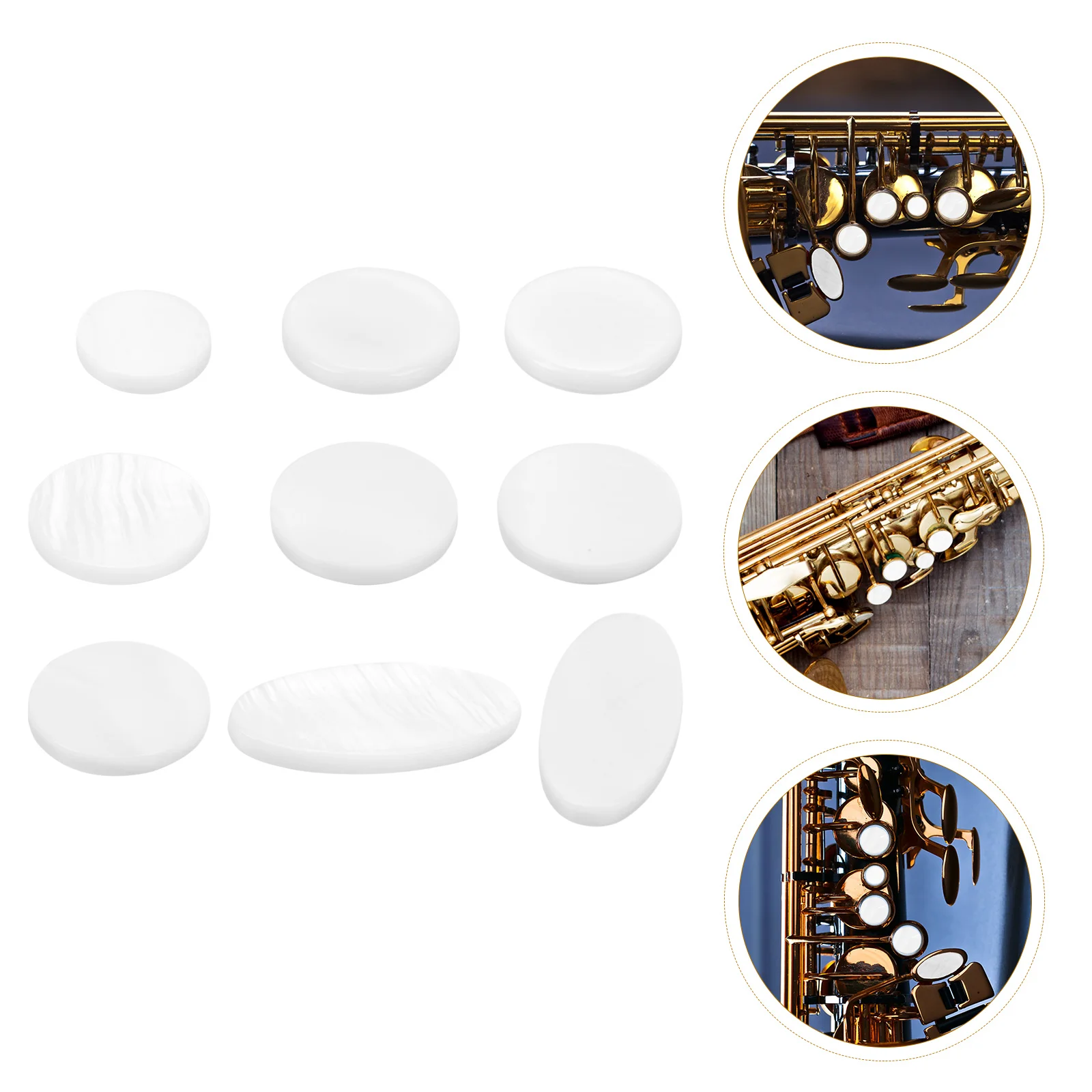 

9pcs Saxophone Key Buttons Shell Replacement Decorative Pads Durable White Accessories For Sax Parts Repair Tools