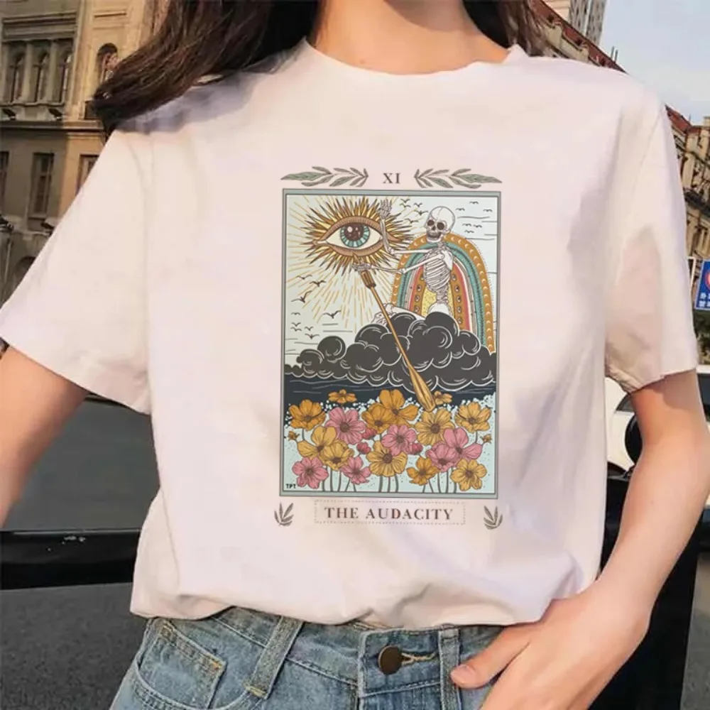 Funny Tarot Card graphic tshirts Ladies Cartoon Fashion Short Sleeve Summer Cute Printed clothes for women