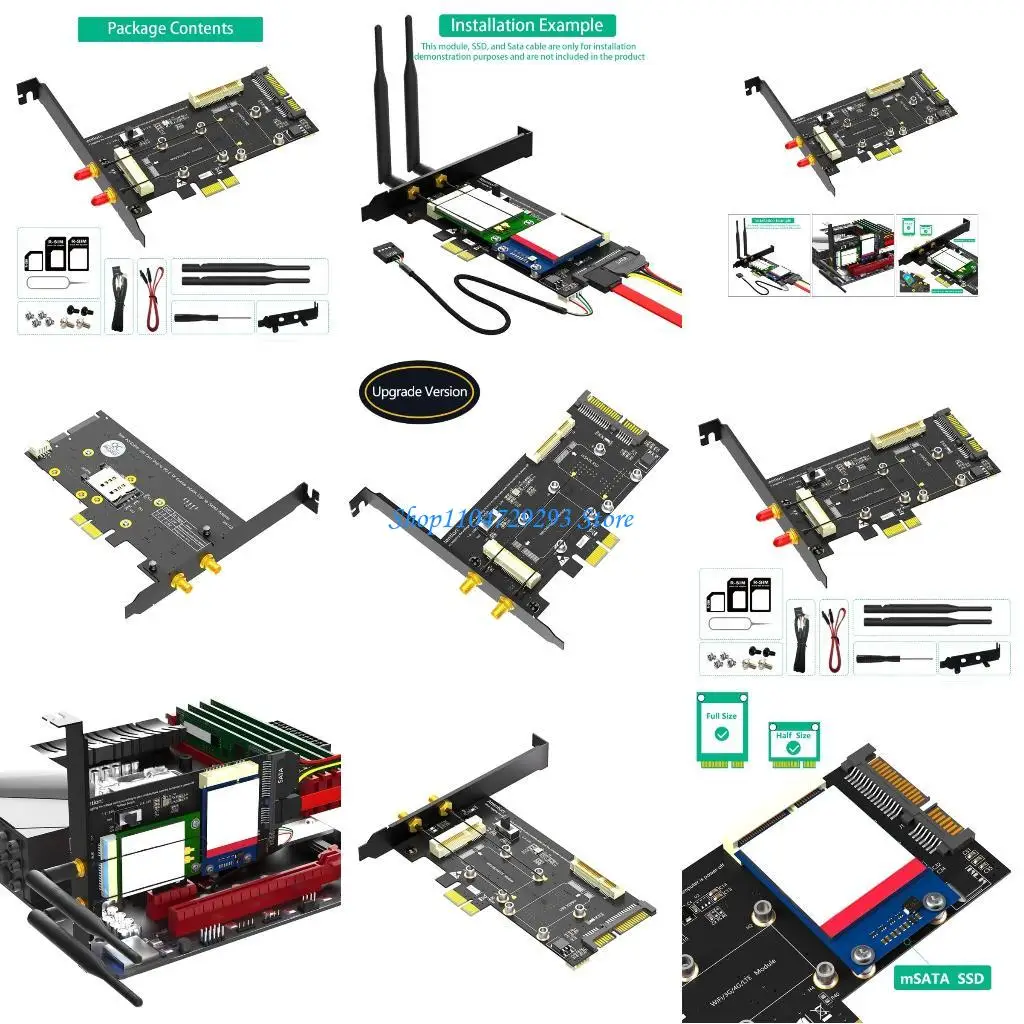 

Y2GD Mini PCIE to PCIe 1x and MSATA to SATA3 Adapters Card with Card Slot for WiFi/3G/4G/Msata 2 in1 Combo Card