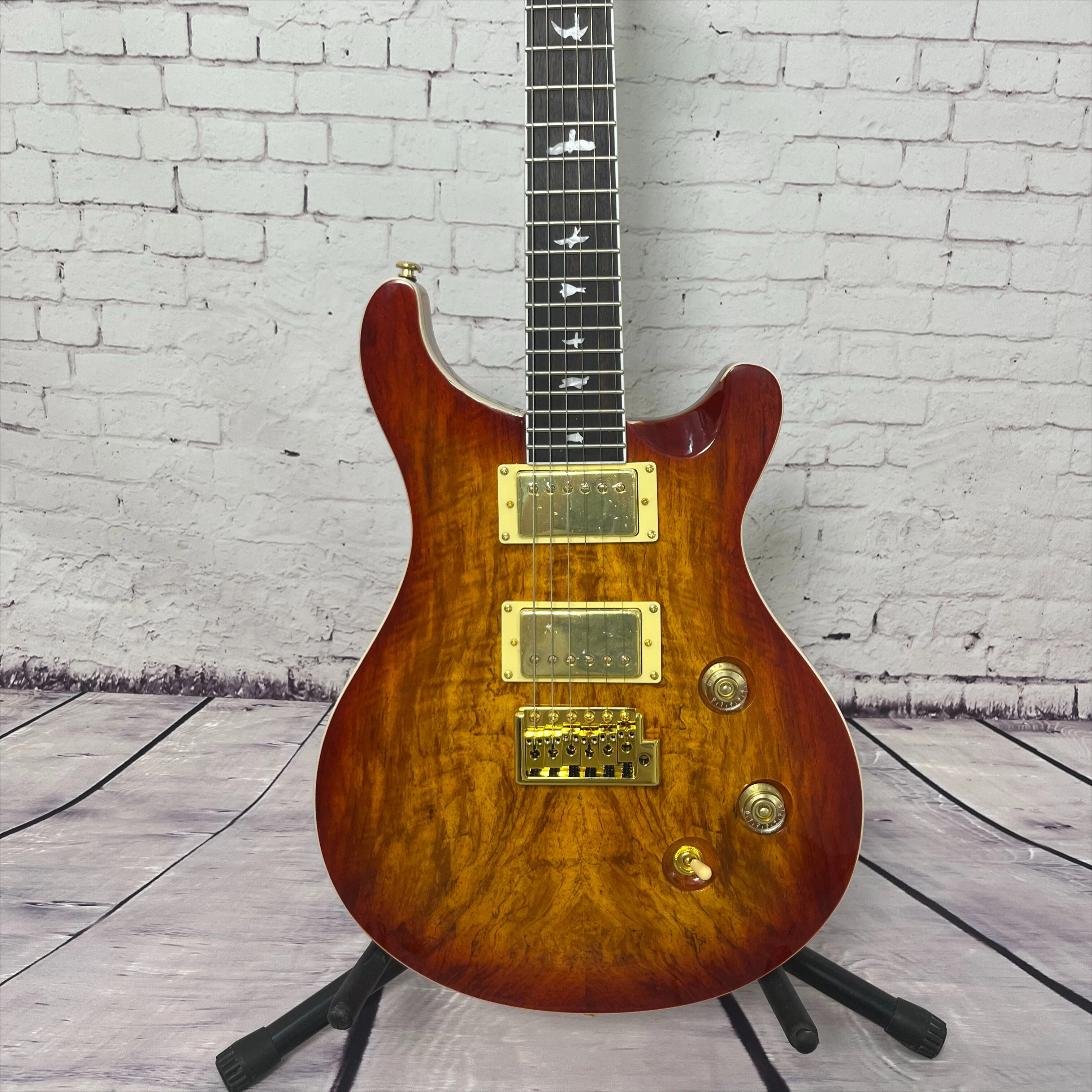 

Электрогитара PRS Burl Top Solid Body с инкрустацией в виде птиц, 6 струн, для рок-музыки, бесплатная доставка