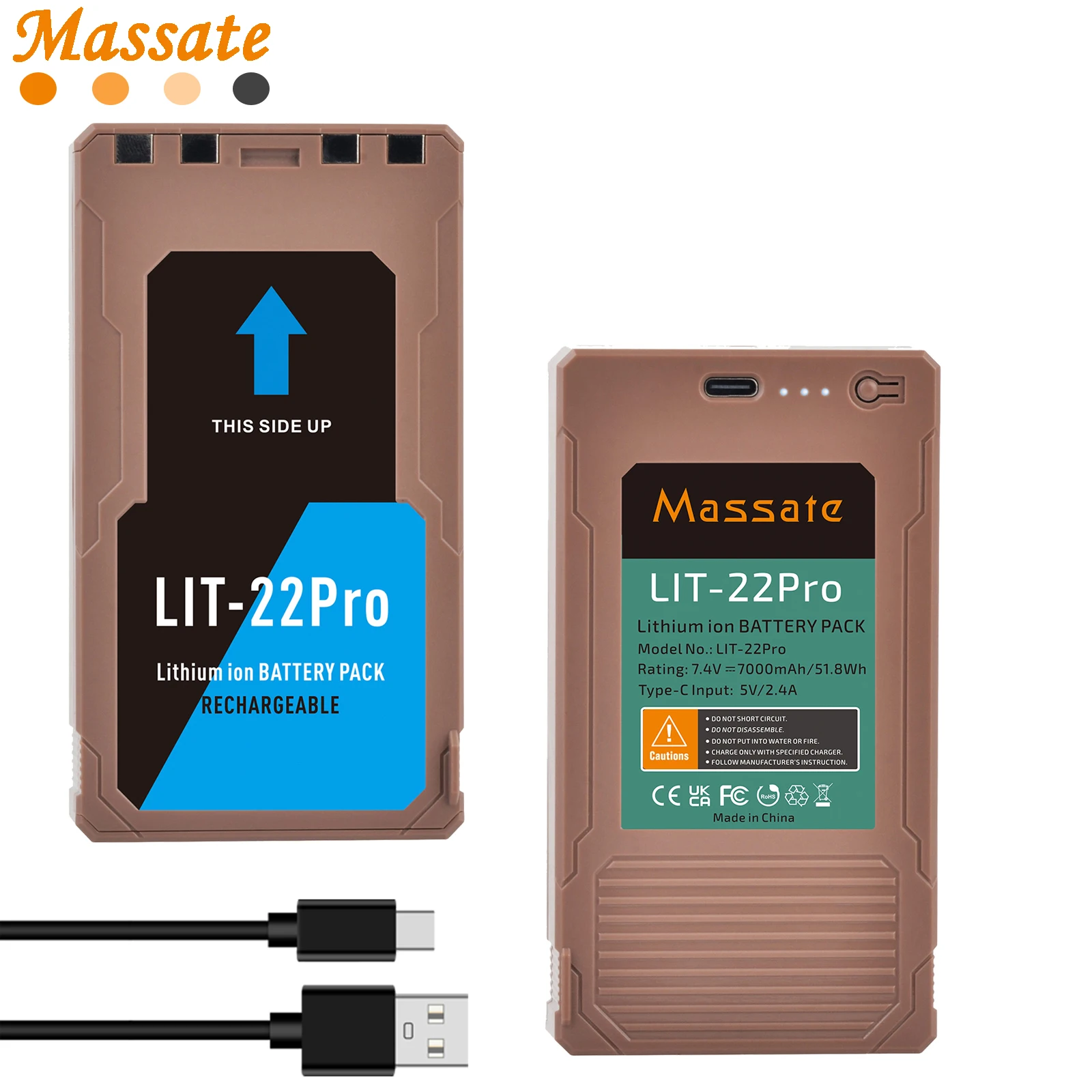 Batería Recargable Massate LIT-22 LIT-22 Pro de 7000mAh para Cámaras de Caza SPYPOINT Flex-M, Flex G-36, Flex-Plus, Flex-S