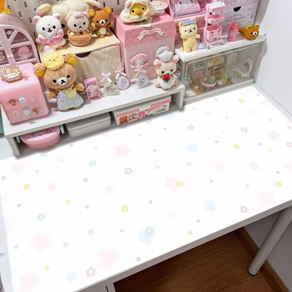 PU Leather Desk Pad Mouse Protector New Creative Stars Cute Rabbit Mouse Pad Home Office Desk Mat Waterproof Non-Slip Laptop Mat