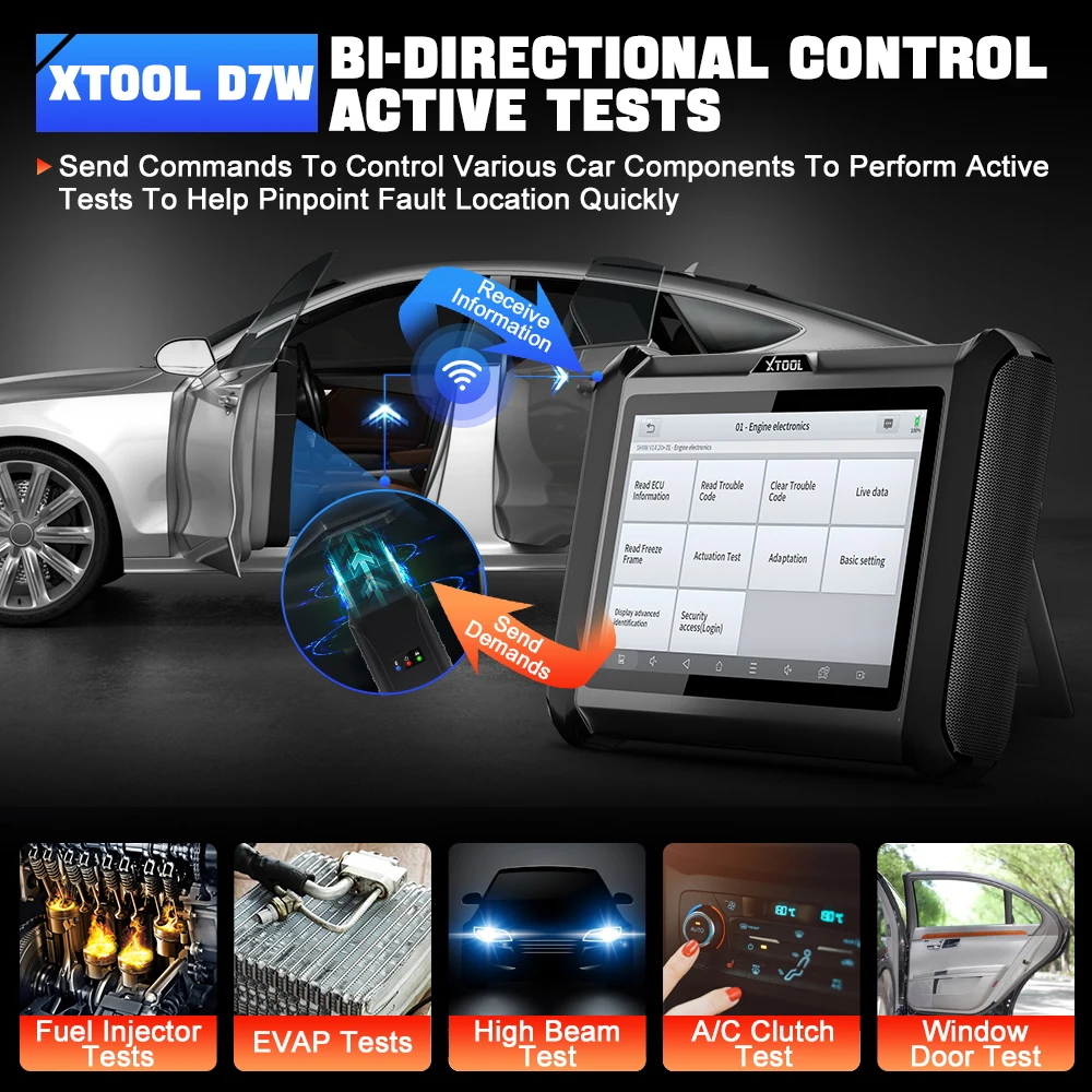 XTOOL D7W All System Diagnostic Tools XTOOL D7 OBD2 Scanner ECU Coding Key Programmer 36+ services Built-in CAN FD & DOIP