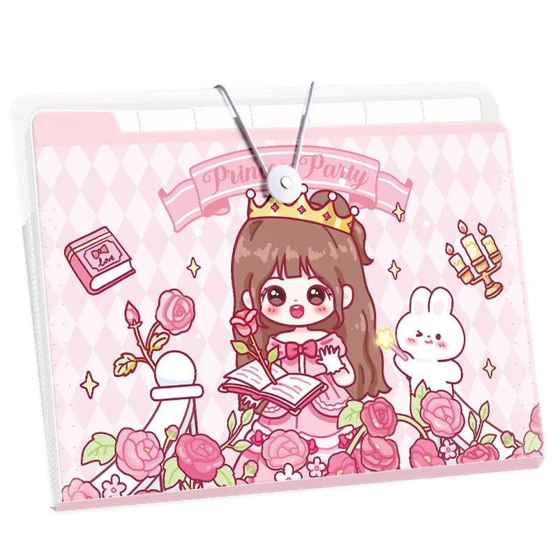 Cartoon Pattern Multi-layer Folder Transparent Data A4 Test Paper Insert Organ Bag Store and Organize Student File Bag