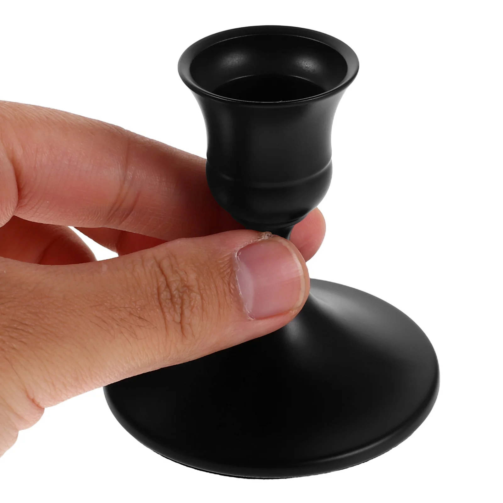 

4Pcs Black Candlestick Holders Vintage Metal Taper Stickers Dinner Table Centerpiece Halloween Christmas Decor