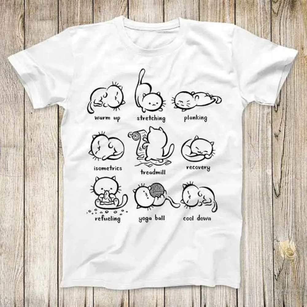 The Cute Cat Poses Yoga Zen OM Top Tee Best Cute Gift Men Women Unisex T Shirt Funny Print Streetwear Round Neck  Graphic Tees