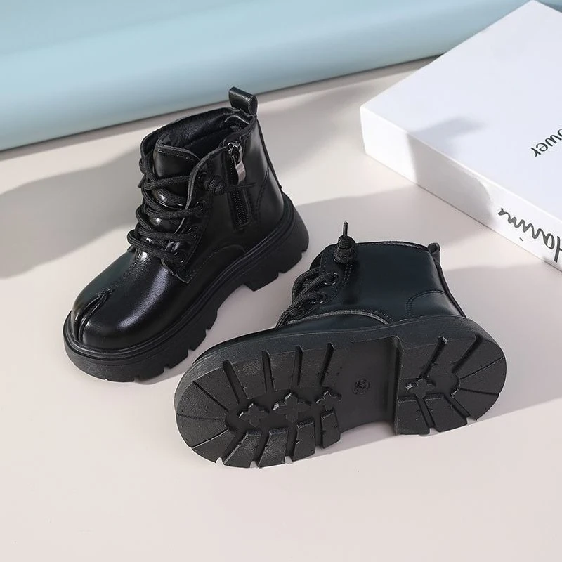 

Kids Fashion Leather Ankle Boots Round Toe Short Boots for Girls Boys Autumn Spring Casual Shoes Age 3-10